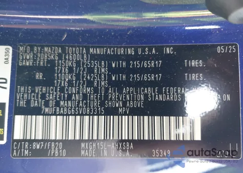 2025 Toyota Corolla Cross Hybrid Se from USA, damaged, VIN 7MUFBABG6SV083315